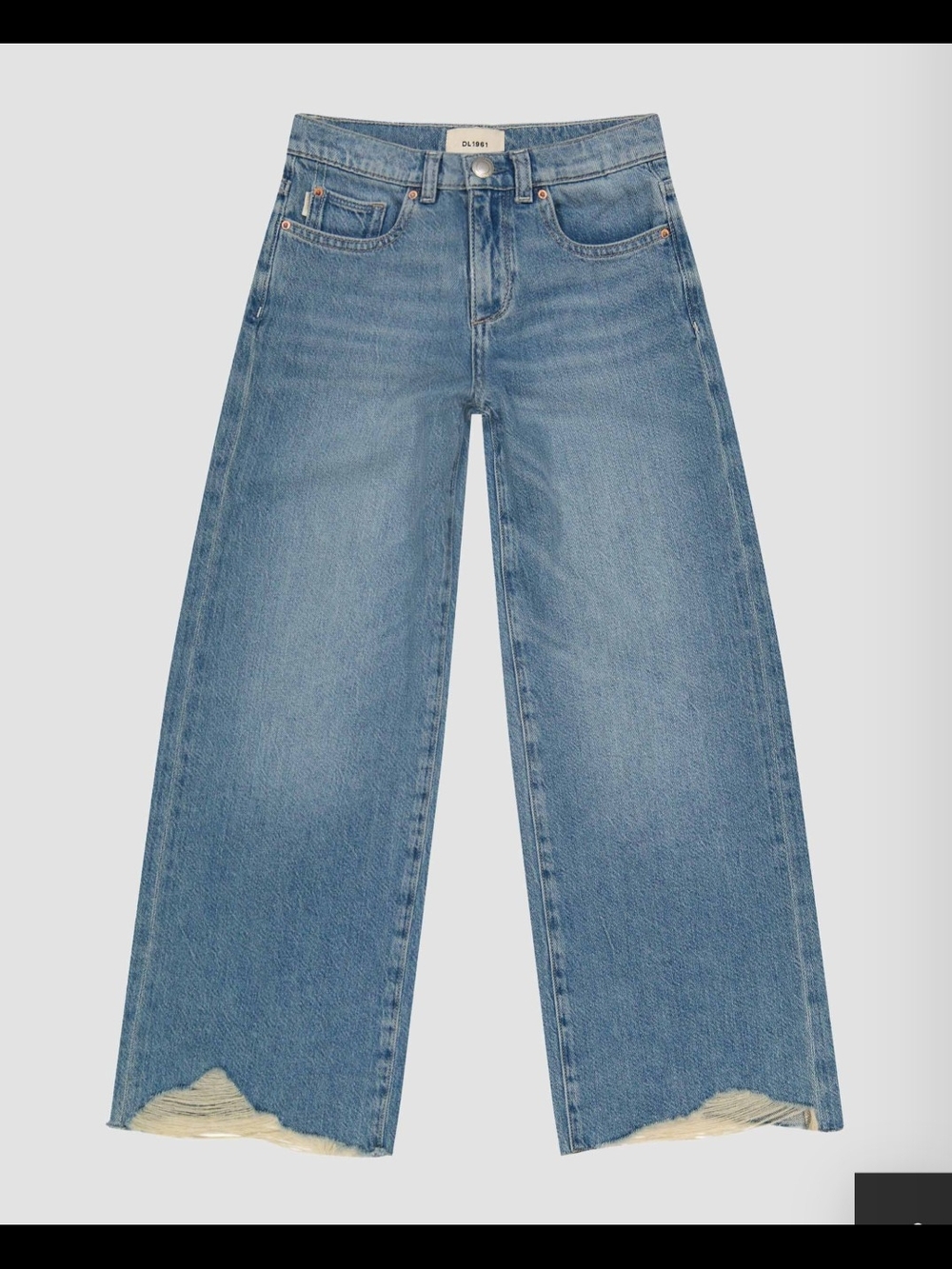 DL1961 Nini Wide Leg Distressed Hem Jeans Low Rise Sz 16 Kids Girl's